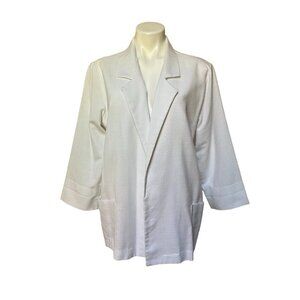 Vintage 70s White Open Jacket Chore Coat Large